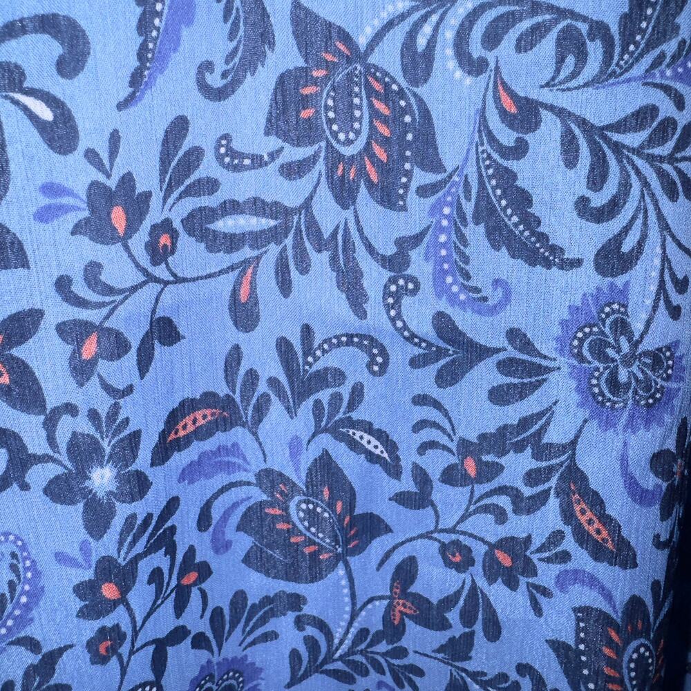 Old navy chiffon long sleeve smocked poet swing blue blouse women's size XL - Picture 5 of 8